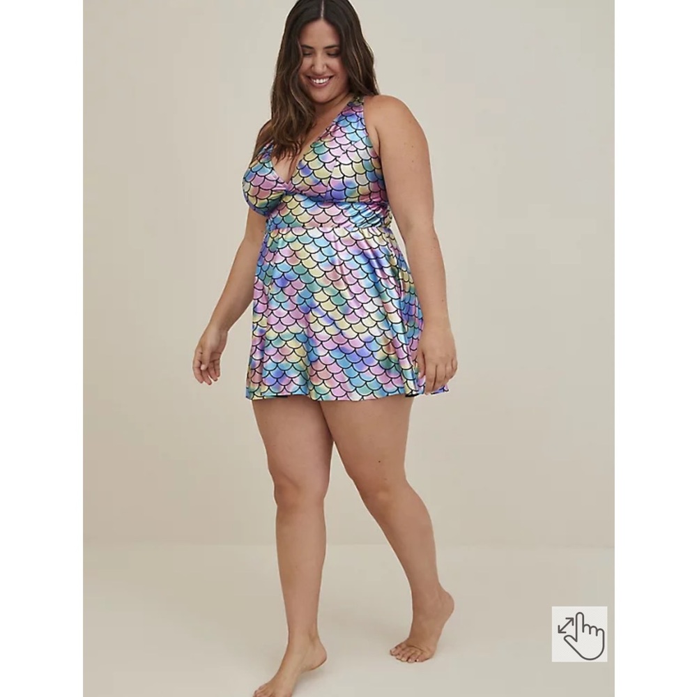 Torrid Mermaid Swim Dress with brief - Picture 3 of 5